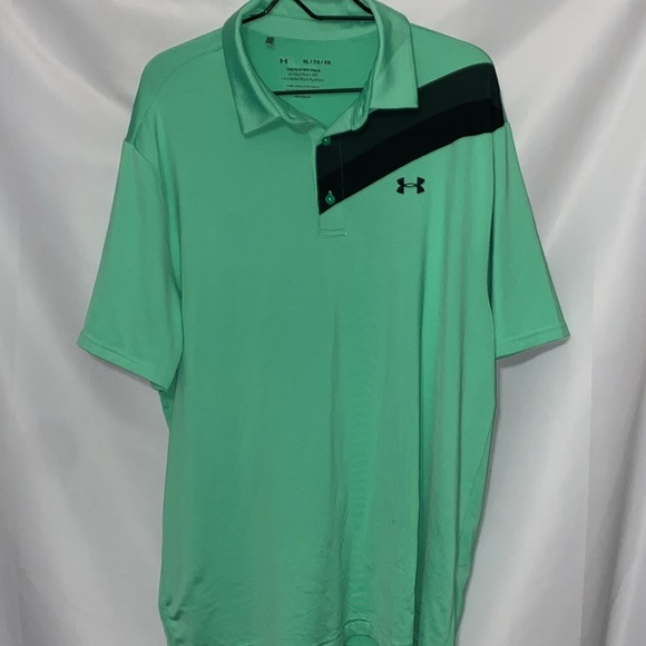 Under Armour THE PLAYOFF POLO FOAM Green and Black  MENS SIZE XL HEATGEAR CLEAN - Picture 6 of 10